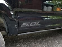 Put this 5.0L decal on the bottom of the door.