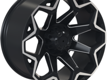 20x9 Wheel Fits 6 Lug Ford® Trucks - Black Rim w/Mach'd Face - 4Play Blade Runner Wheel