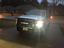 Night pic with new headlights (love them) and LED light bar