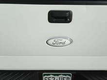 White Ford Emblem with Silver Lettering Overlay Back