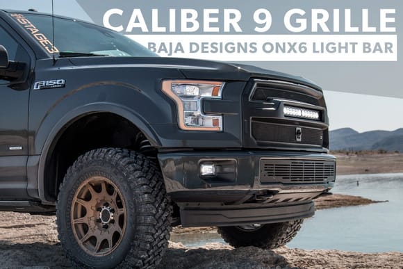 Caliber9 Upper Grille with Baja Designs ONX6 LED Light Bar option.