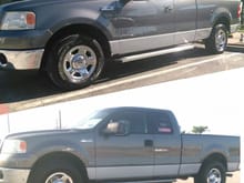 TOP,BEFORE ANY LEVEL. COMPLETELY STOCK. BOTTOM,AFTER FRONT AN REAR LEVEL AND 315S