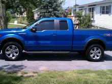 New  mods window vents and tint borla pro xs si/do with black Chrome tips and 305/50/20 general at2 grabbers