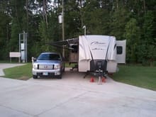 New 2012 Keystone Cougar High Country 321RES setup at first campground.