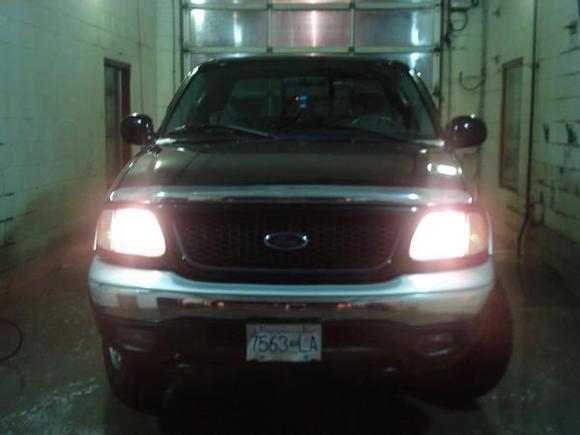 front view with lights on