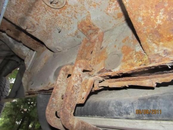 Rear end of driver's side running board and bottom of cab. This part looks pretty good, again with the exception of the rocker panel.