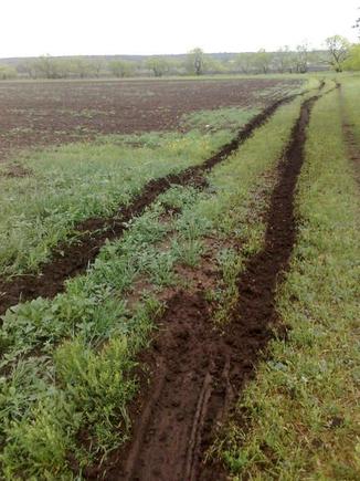 Ruts leading to me being stuck in the field.