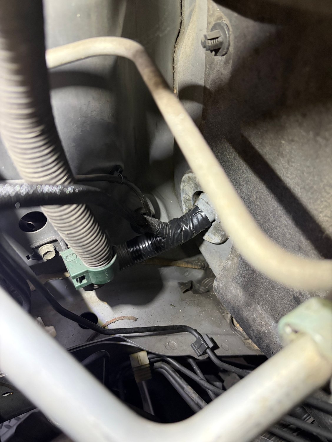 new wires covered in a loom and taped 