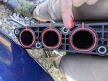 Old O-rings re-used and lubed with Red Rubber Grease (could prolly use vasoline, o-ring grease from a motorcycle supply store, or really whatever) intake manifold to plenum torque is 17ftlbs., as is plenum (sandwiched byTB brackets) to TB