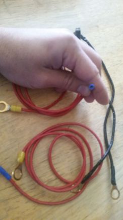 Ring on one side, demale quik disconnect on the other. Rings to the battery, and the other to the male terminals on an injector, listen for the click. Could also put a little seafoam, techron, whatever in the top of the injector before energizing and you'll be able to see the atomization for yourself.