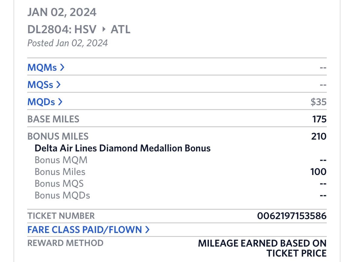 Delta SkyMiles Program Changes (Total Revenue Based) for 2025 Medallion