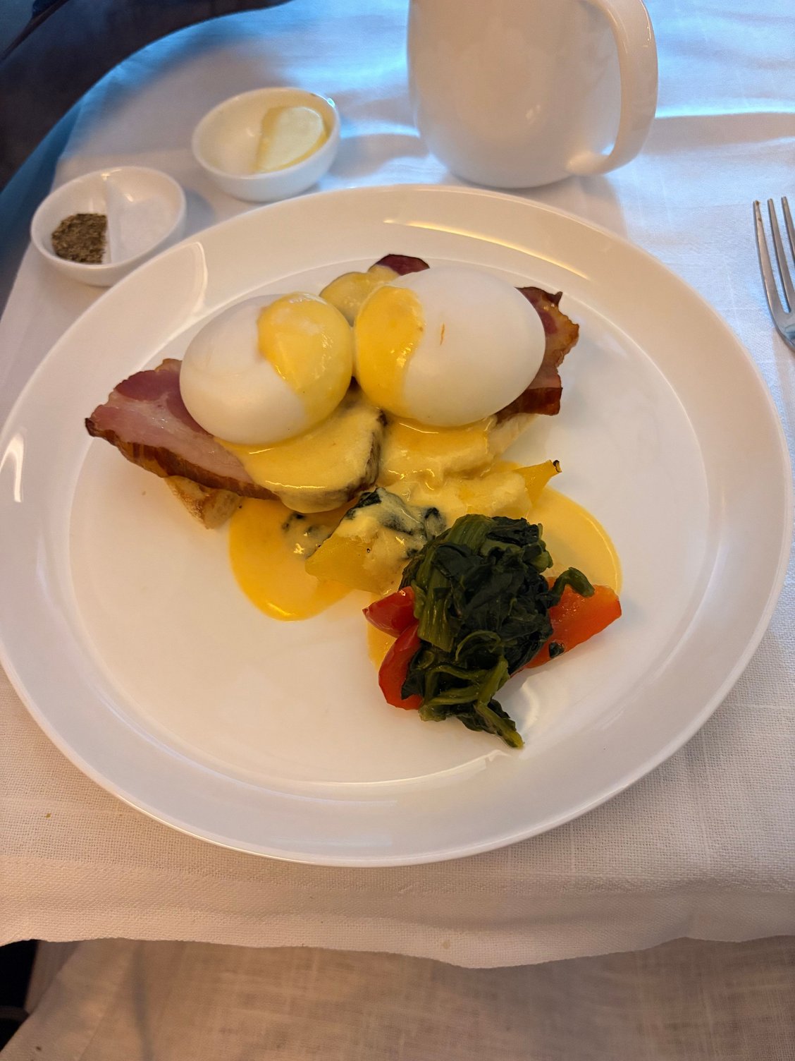 Eggs runny, but gosh it was a mission to slice thru the muffin and bacon