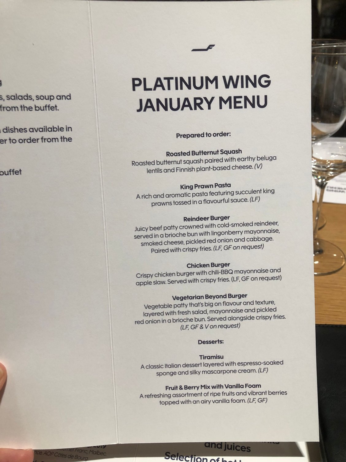January menu. 
