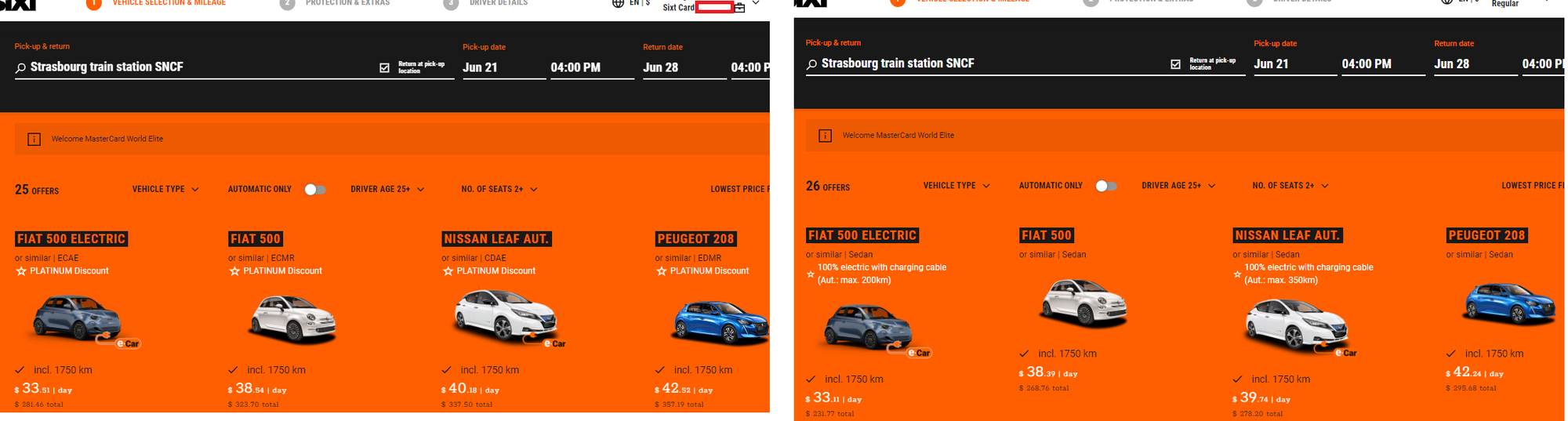 SIXT More expensive with Mastercard World Elite/Platinum? FlyerTalk
