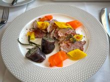 Roasted spiced duck - really nice cold dish paired with the crunchy pickled veg - a great pairing with the Santenay