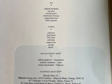 Breakfast drink menu