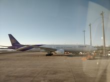 Thai Boeing 777-300 at the gate in OSL