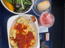 I don’t usually complain but this is a disgrace.
Pasta were disgusting, no cheese to add, the salad is pathetic, no more olives, mozarrella, tomatoes. The bead unedible and that ice cream in plastic cup…
I spoke to the crew about it. They were ashamed that they had to serve this and begged me to tell UA « because they listen to you GS ». I told them it wasn’t the case either.
