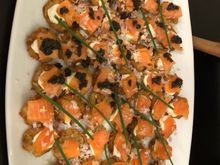 Scottish Smoked Salmon on Latkes with and without Caviar