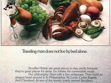 I scanned this advertisement for Stouffers Hotels from a 1979 Eastern Airlines inflight magazine. I wonder how many of these eventually became Rennaissance hotels and survived the transistion to the Marriott properties. I enjoy and have been very please with most of the Renaissance hotels. My wife insists we stay at one when we travel. We have had the pleasure of staying twice at the world's smallest one in Luzern, Switzerland. 