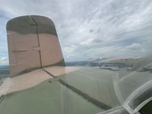 View over the left tailplane and vertical stabiliser