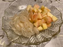 Thai rambutans and Australian white peaches - last of the season 
