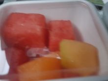 Relatively decent portion of fruit. Some airlines give you a "tasting" option where you get 1 of each type of fruit only!! 