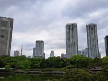 Tea house on the left with Tokyo tower in the distance