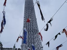 Tokyo skytree  with a break in the clouds .often you could not even see the main deck