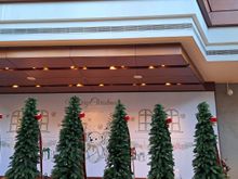view above the serving area in the garden cafe with the merry christmas wall covering
