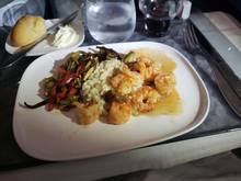Shrimp Poele (who the heck named this dish lol, maybe they were going for paella?) with farro risotto
