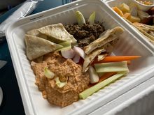 Quirk Rooftop: Delicious housemade fresh pita and eggplant dip; hummus was a little Smokey for our taste
