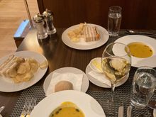 We had soup and sandwiches for lunch. The sandwiches were very bland and I thought the crisps that accompanied them were very basic for what is BA’s supposedly top lounge in the world. The soup was tasty and hot, the service was good and the French wine acceptable. 