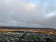 Sunrise towards the city , another runway approach 