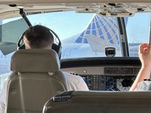 Tail of the UA 737. Very close. 