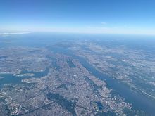 After takeoff from JFK, looking at Manhattan and Hudson River