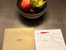 Welcome Card and Fruit Basket