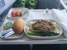 I have no idea what this was supposed to be, beef with rice was the description. Second meal HKG-HEL 