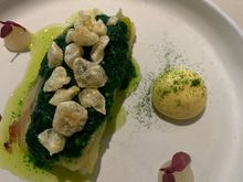 Salt baked cabbage, Ancholade, Lardo, Lime
