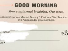 Bonvoy “Continental” breakfast card