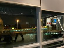 You can see how busy the walkways are from the reflection 