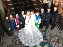 The grand staircase with groom/ bride and siblings