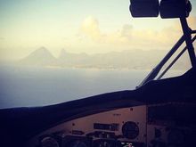 My very own photo of landing in St Lucia on the way back from Mustique in the twin otter  (the one time I was lucky enough to go). 