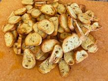 Garlic crostini for tomorrow’s festivities 