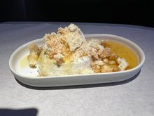 Vanilla gelato - lemon marmalata, coconut shortbread.  Yummy!