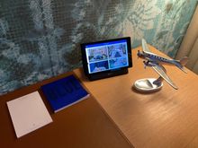 Desk area with ipad room directory 