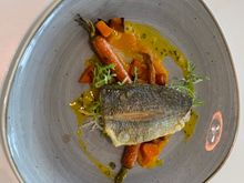 Sea bream - decent despite the little green leaf intruders which must have been on the run trying to flee the ccr kitchen…