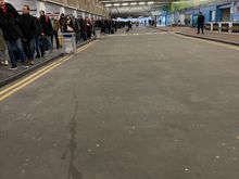 T1 is…not great right now. This is the car park outside the terminal with an even longer queue meandering inside. Not sure whether fast track will make an appreciable difference.