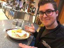 Bad lighting for the photo  but that is the biscuits and gravy. 