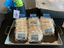 Champagne and other beverages, hors d’oeuvres, and cookies to celebrate the new route. 